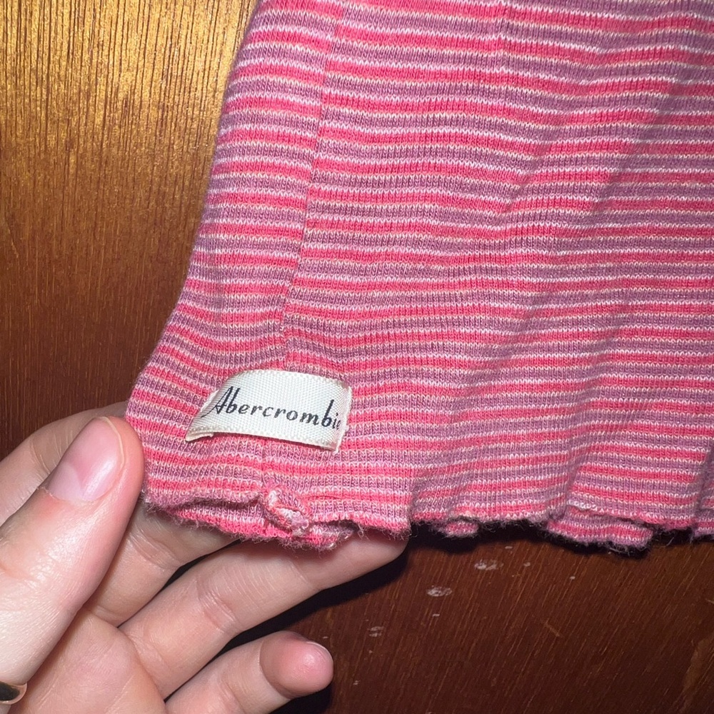 Abercrombie & Fitch Pink & Pink Striped Ribbed Tank Size Medium Y2K - Picture 8 of 11